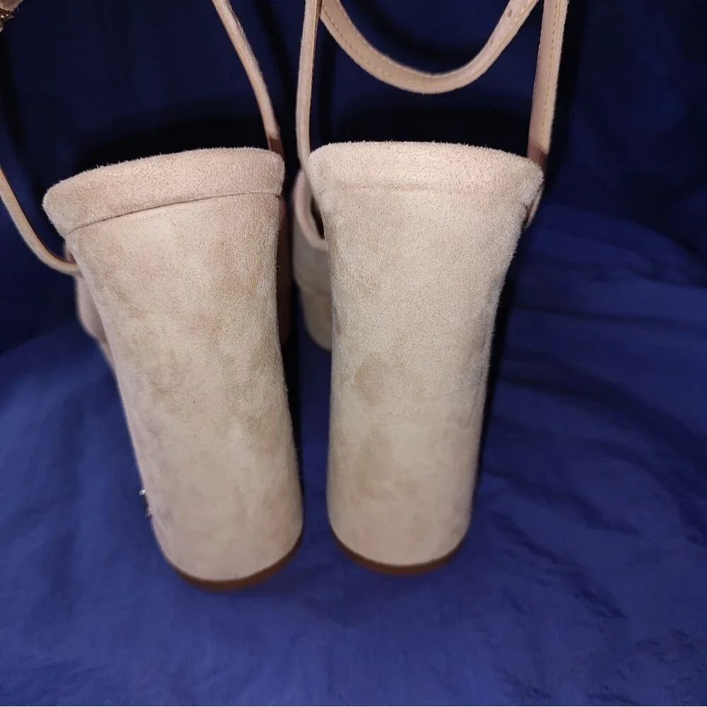 Sam Edelman Kristen Cappuccino Vegan Suede Nubuck Strappy Platform sandals 10